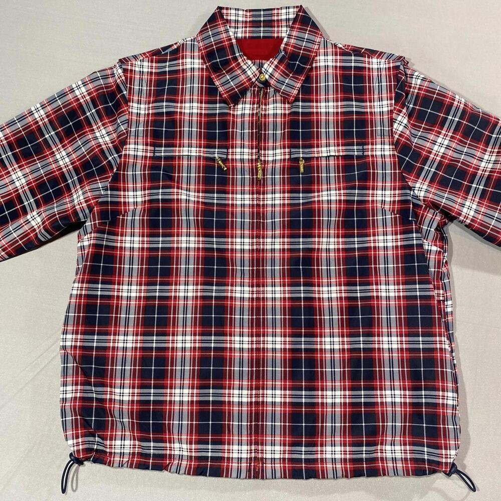 VTG Catalina Jacket Womens Medium Red Black Plaid Full Zip Rain Coat Gold Zipper - Picture 2 of 9